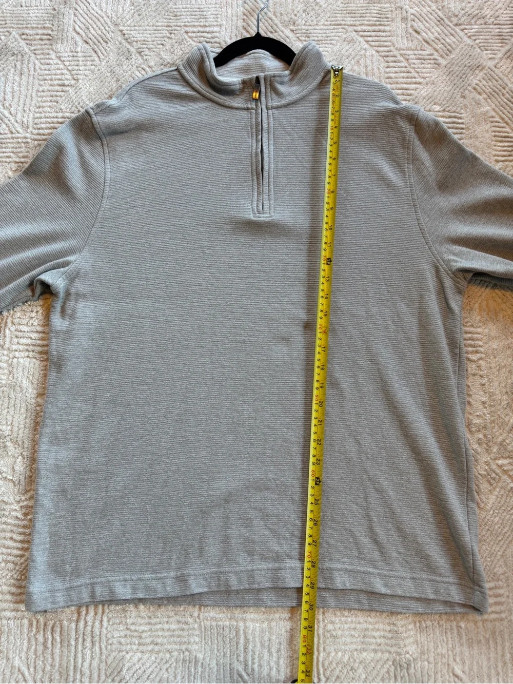 Van Heusen Men XL Gray Textured 1/4 Zip Pullover Classic Fit Ribbed Sweater Grey